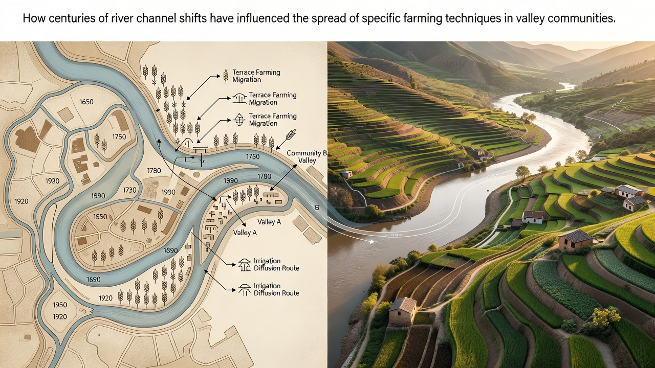 How River Channel Shifts Over Centuries Have Influenced Farming Practices in Valley Communities